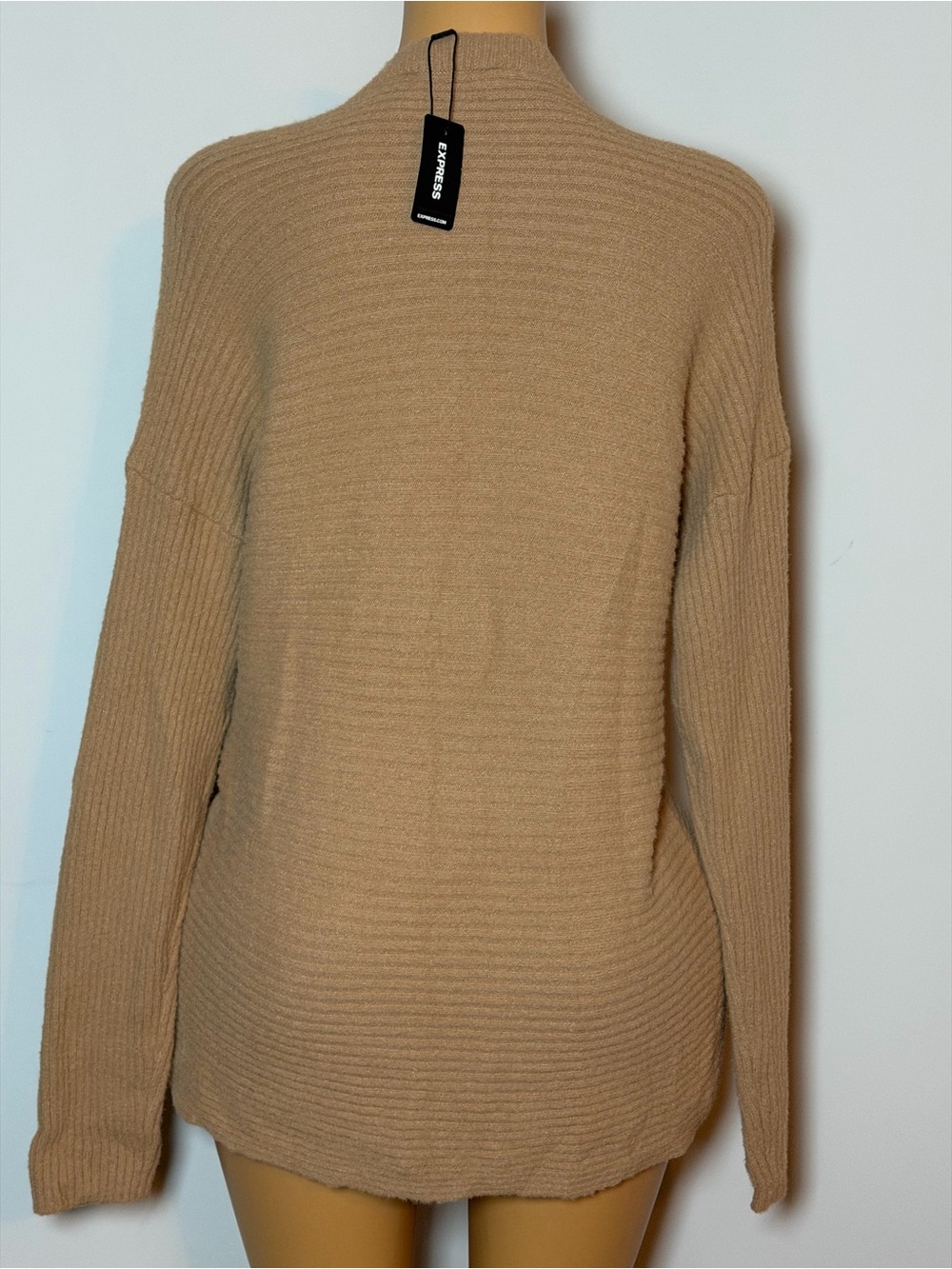 Express Cream Ribbed Wrap Tunic Sweater - Picture 4 of 7